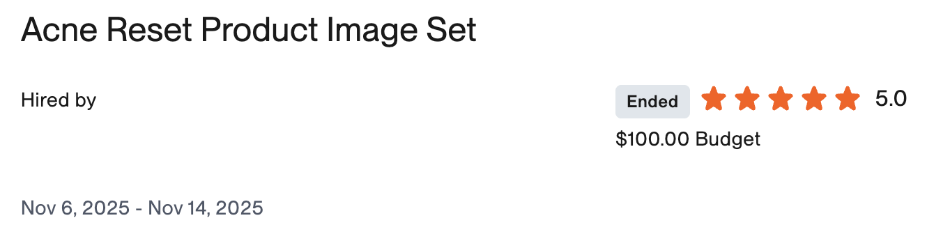 A completed gig with a 5.0 review