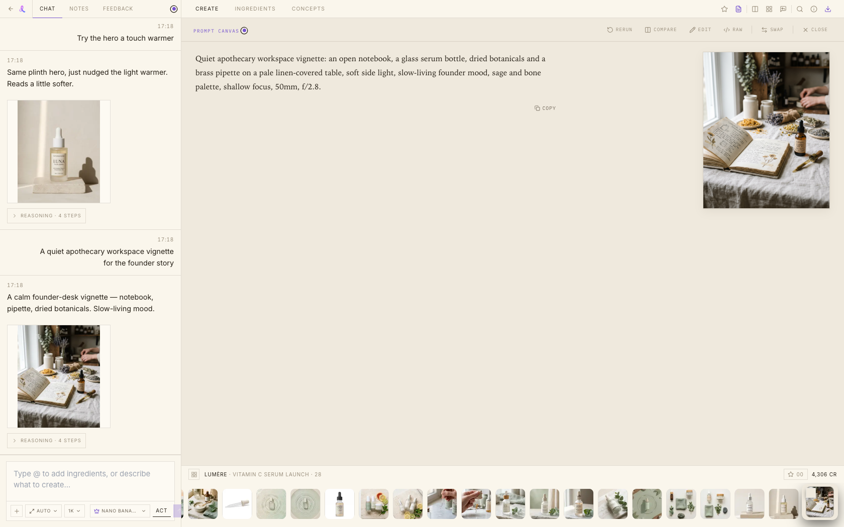 Prompt Canvas reading view inside the workspace
