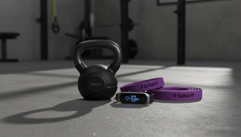 AI fitness photography showing an athletic model using equipment with dynamic energy