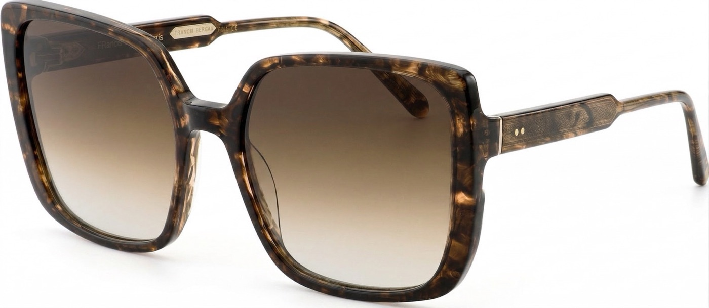 Product photo of square tortoiseshell sunglasses on a white background