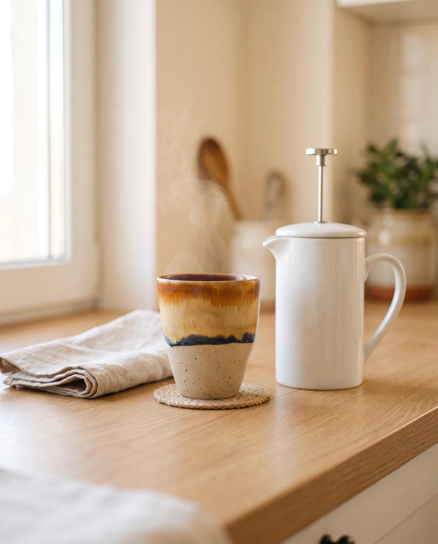 Sample: the prospect’s mug on a sunlit kitchen counter