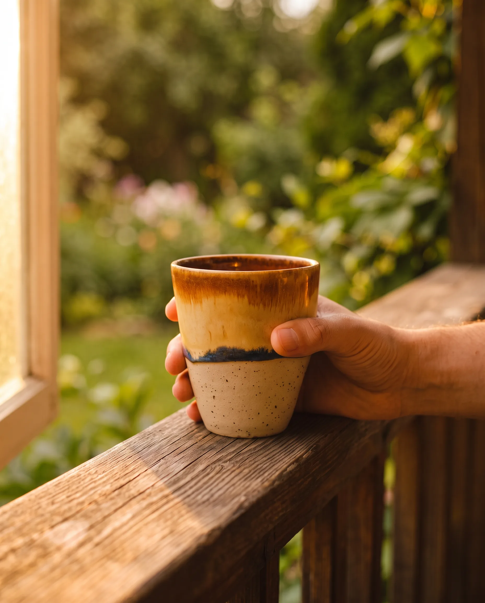 The same porch scene in warmer light after the client note