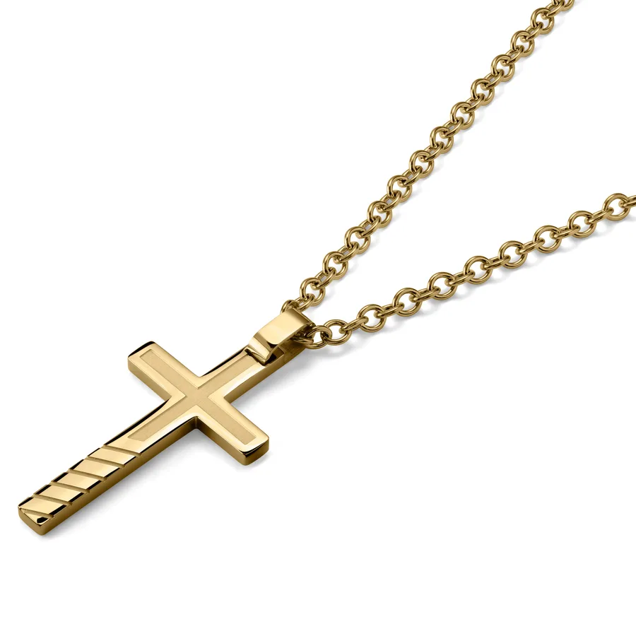 The real product photo of the gold cross pendant