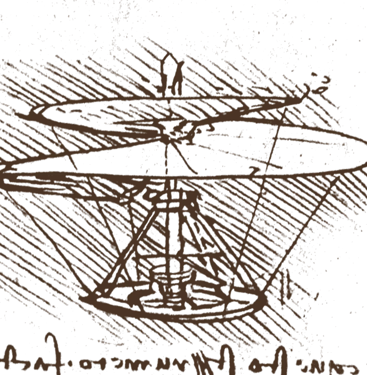 Leonardo da Vinci's drawing of the aerial screw, about 1489